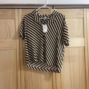 Nordstrom Black and Tan Striped Button Down Shirt